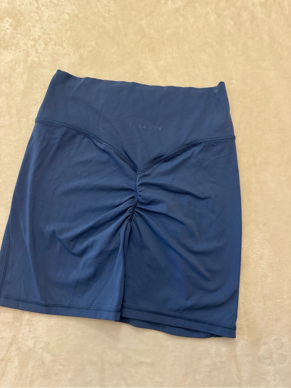 PARAGON Reluna Navy Scrunch-Back Bike Shorts butt enhance cinching